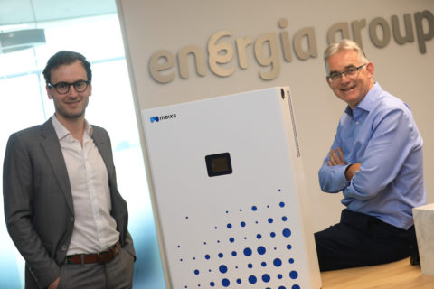 Ed Gunn, operations director at Moixa (left) and Gary Ryan, MD, Energia Customer Solutions (right)