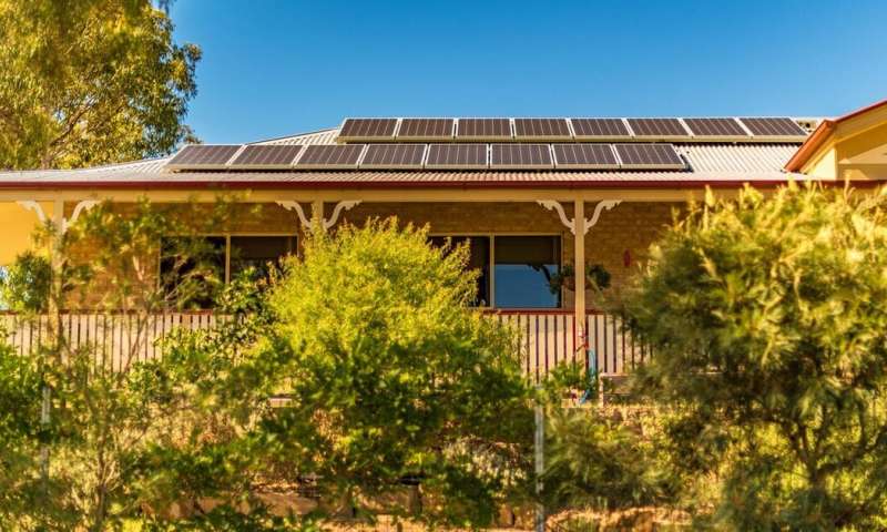 While many Australian households have solar power, our very large houses and wasteful use of building space are factors in our very high emissions. Credit: Jen Watson/Shutterstock