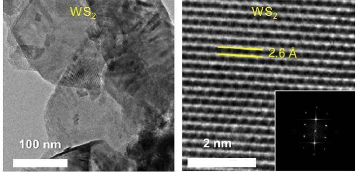 Part of the solar cell is made from flakes of tungsten disulfide just a few billionths of a meter thick. Credit: T. D. Anthopoulos et al.