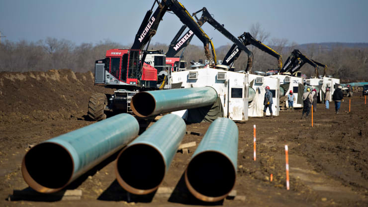 Crude oil pipeline being constructed by TransCanada Corp. in Atoka, Okla.