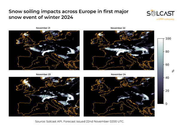 First Major Winter Snowfall Brings Weekend Solar Generation Dip